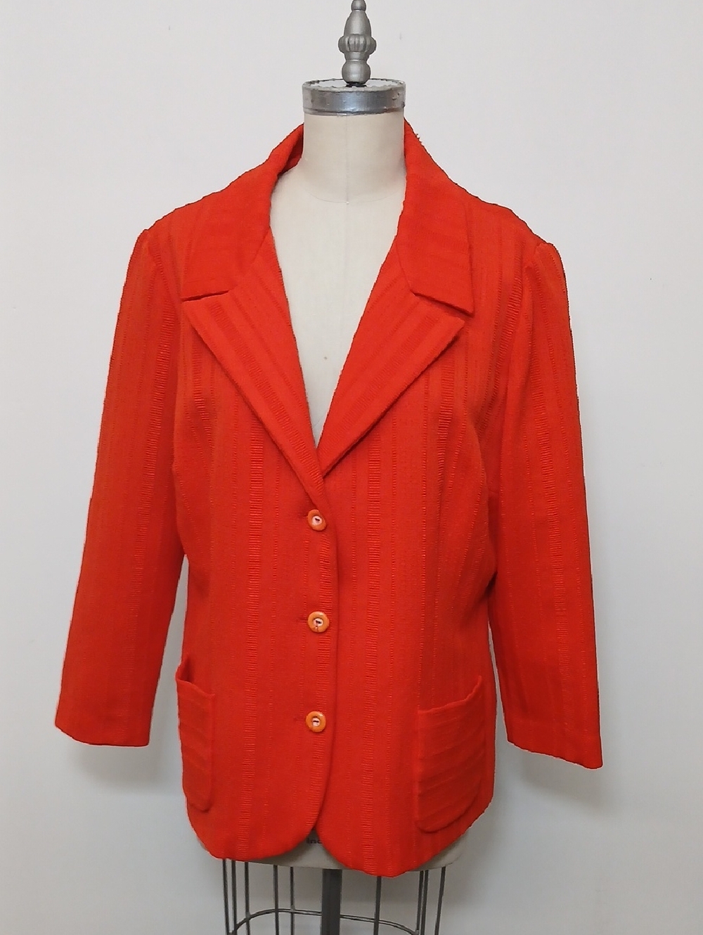 Vintage Hopewell Women's Red Button-Front Blazer Jacket